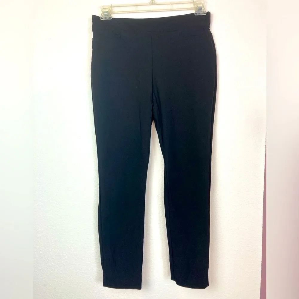 Chicos NWOT nylon spandex pull on slim pants w/ elastic waist vents at ankle
